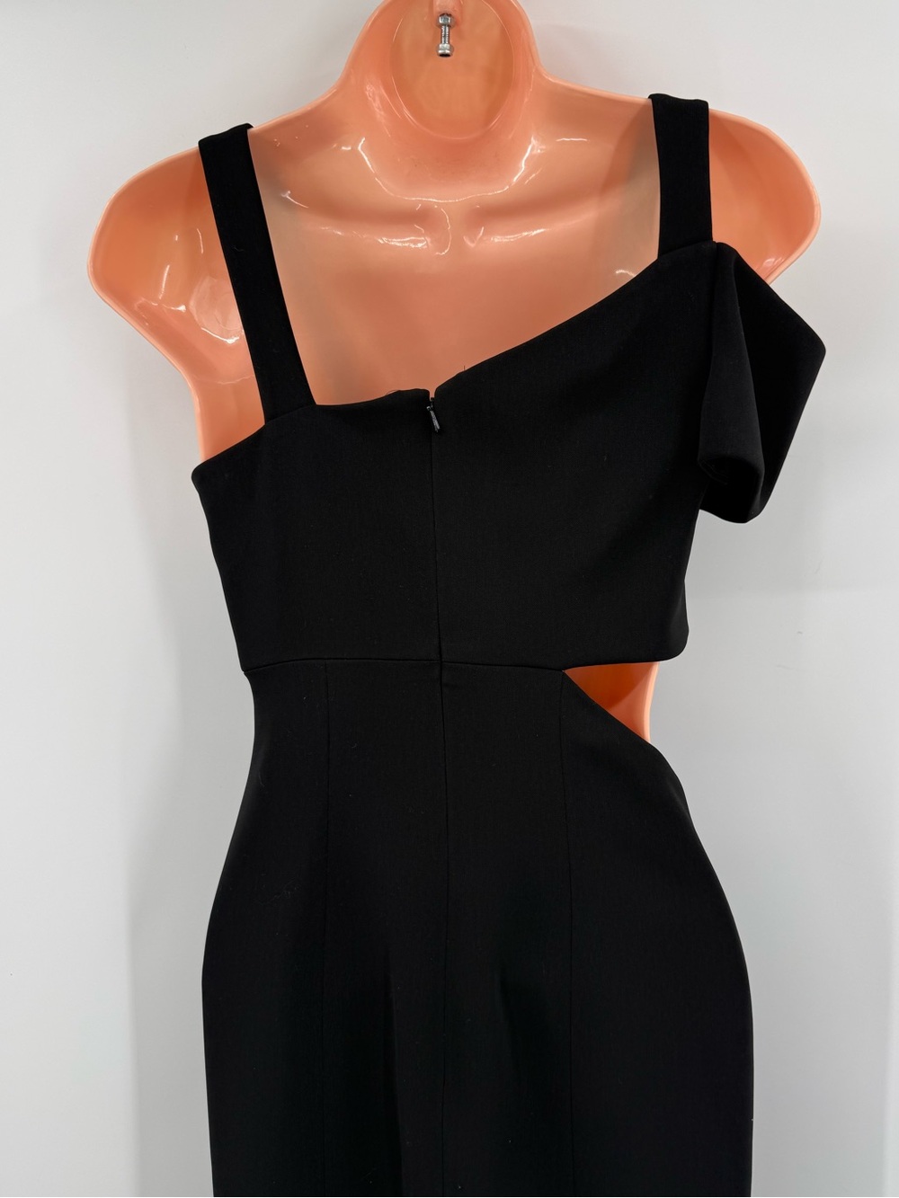 Jay Godfrey Asymmetric Cutout Off Shoulder Midi Sheath Dress | Black | 0 - Picture 5 of 7